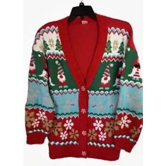 Holiday Time Women's Large, XL Gnome Ugly Christmas Cardigan Sweater NWT - Picture 6 of 13